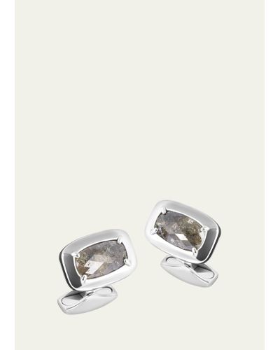 Tateossian Central Claw Gray Diamond Cufflinks - White