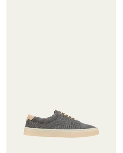 Brunello Cucinelli Textile And Suede Low-top Sneakers - Gray
