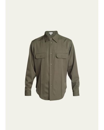 Loewe 2-pocket Wool-blend Shirt - Green