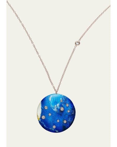 Bleecker and Prince Mini Constellation Lapis Pendant Necklace With Diamonds - Blue