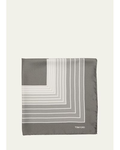 Tom Ford Silk Twill Pocket Square - Gray