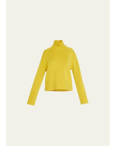 Lisa Yang Fleur Cashmere Drop-shoulder Turtleneck Sweater - Yellow