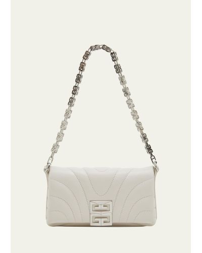 Givenchy 4g Soft Wallet On Chain In Quilted Leather - White