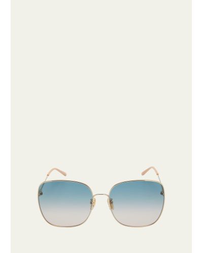 Chloé Gradient Square Metal Sunglasses - Blue
