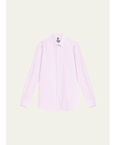 Bergdorf Goodman Cotton Graph Check-print Sport Shirt - Pink
