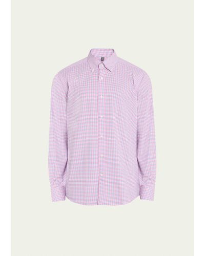 Bergdorf Goodman Cotton Micro-check Sport Shirt - Pink