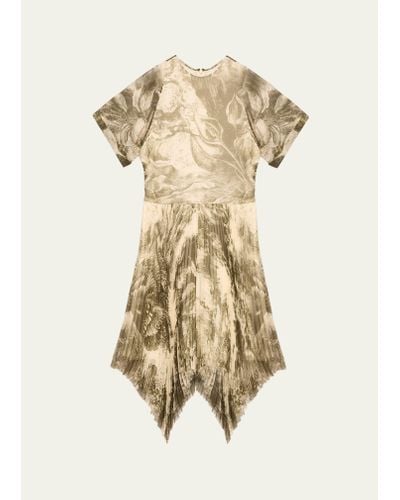 Jason Wu Oceanscape Printed Pleated Asymmetric Dress - Natural