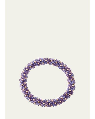 Meredith Frederick 14k Gold And Amethyst Roll On Bracelet - Blue