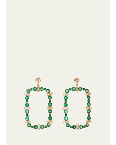 Ileana Makri 18k Yellow Gold Emerald And Diamond Rivulet Flow Earrings - Multicolor