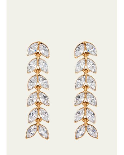 Oscar de la Renta Crystal Leaf Earrings - Natural