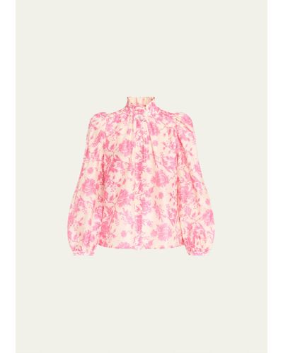 Alix Of Bohemia Annabel Long-sleeve Baroque Beam Shirt - Pink