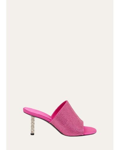 Givenchy Strass 4g Slim Cube-heel Mule Sandals - Pink