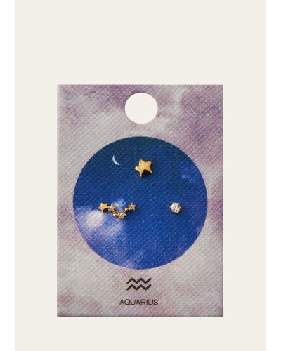 Tai Zodiac Constellation Stud Earrings W/ Cubic Zirconia - Multicolor