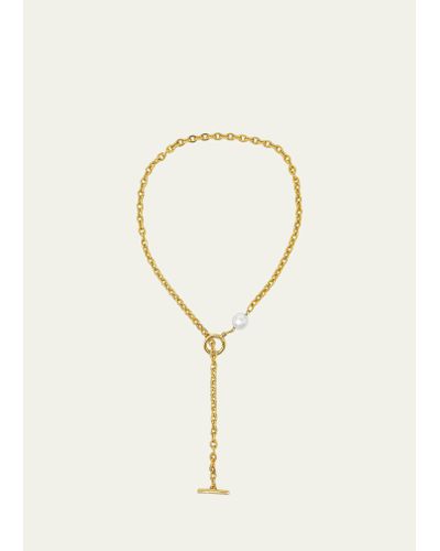 Ben-Amun Chain Necklace With Pearly Glass - Natural