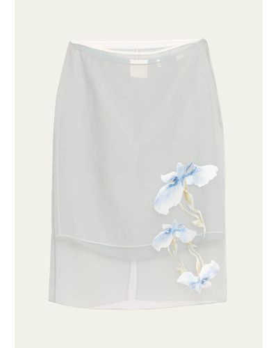 Givenchy Floral Print Chiffon Overlay Skirt - White