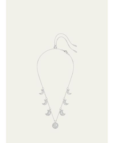 Swarovski Luna Rhodium-plated Crystal Pave Moon Choker Necklace - Natural