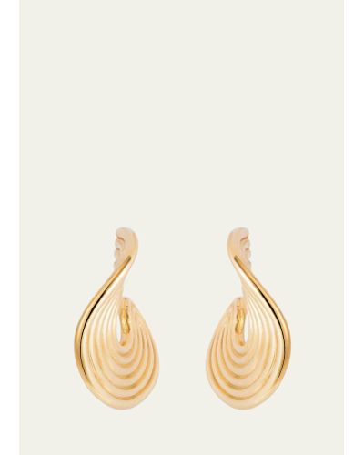 Fernando Jorge Stream Lines Flat Hoop Earrings In 18k Yellow Gold - Natural
