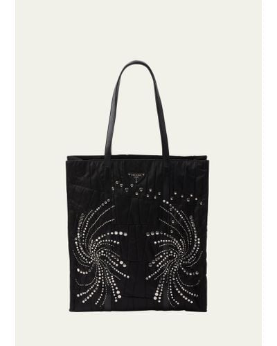 Prada Embellished Quilted Nylon Tote Bag - Black