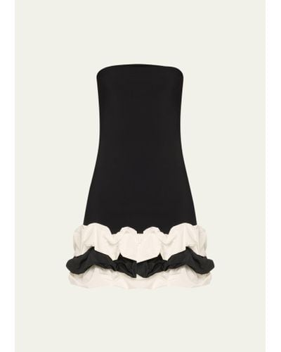 La Petite Robe Di Chiara Boni Markin Strapless Two-tone Ruffle Mini Dress - Black