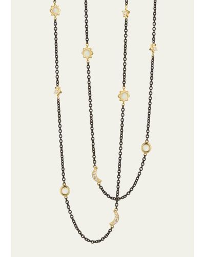 Monica Rich Kosann Sun, Moon And Stars Diamond And Moonstone Steel Chain Necklace, 47"l - White
