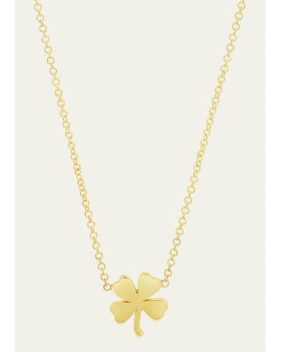 Jennifer Meyer Mini Clover Necklace In Yellow Gold - White
