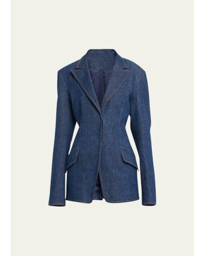 Jonathan Simkhai Jasper Tailored Denim Blazer Jacket - Blue