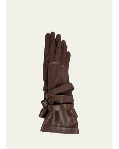 Saint Laurent Aviator Strappy Leather Gloves - Multicolor