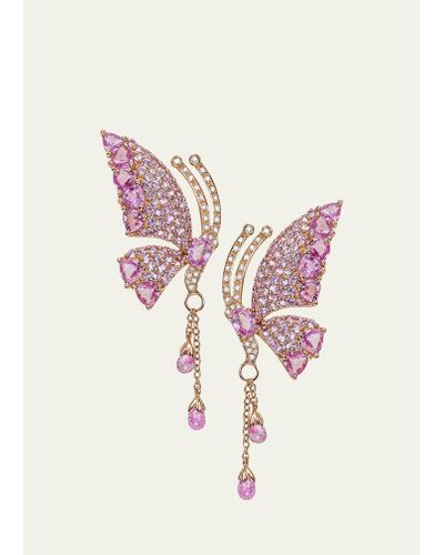 Stefere Rose Gold Pink Sapphire Earrings From The Butterfly Collection