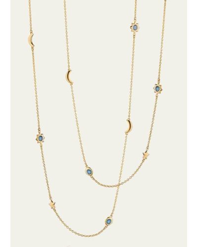 Monica Rich Kosann Gold My Sun Moon And Stars Layering Chain With London Blue Topaz Suns And White Diamond Moons And Stars