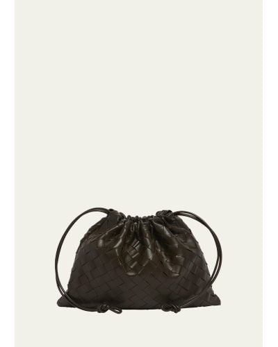 Bottega Veneta Medium Leather Pouch Bag - Black