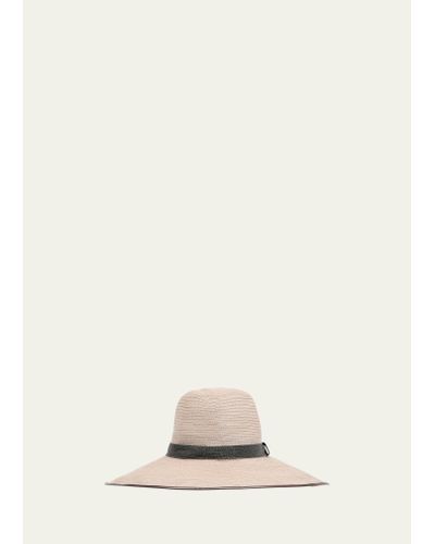 Brunello Cucinelli Round Raffia Sun Hat With Monili Band - Natural