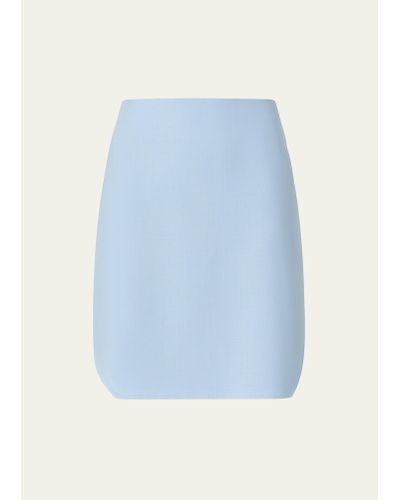 Akris Cotton Short Skirt With Trapezoid Slit Detail - Blue