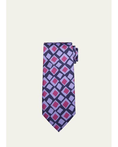Charvet Square-print Silk Tie - Blue