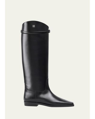 Totême Square-toe Leather Riding Boots - Black