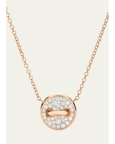 Pomellato 18k Rose Gold Dot Pave Diamond And Mother Of Pearl Pendant Necklace - Natural