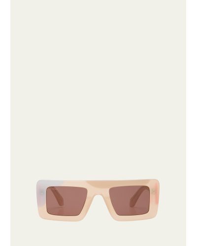 Off-White c/o Virgil Abloh Seattle Acetate Rectangle Sunglasses - Pink