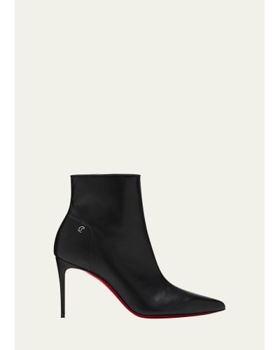 Christian Louboutin Sporty Kate Leather Red Sole Booties - Black