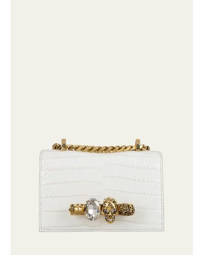 Alexander McQueen Mini Jeweled Satchel Bag - Natural