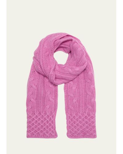 Portolano Cable Knit Cashmere Scarf - Pink