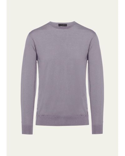 Prada Superfine Wool Crewneck Sweater - Purple