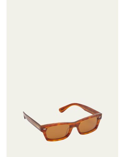 Oliver Peoples Amber Acetate & Crystal Rectangle Sunglasses - Natural