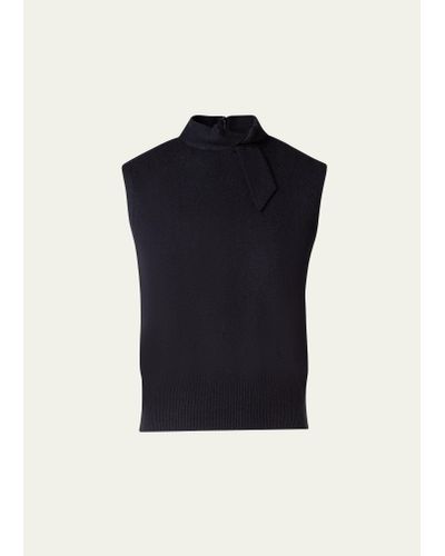 Akris Knotted Cashmere Sleeveless Sweater - Blue