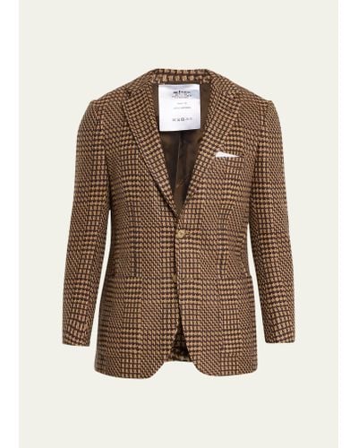 Kiton Knitted Cashmere Plaid Sport Coat - Brown
