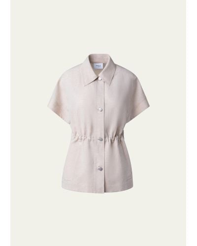 Akris Punto Short-sleeve Stretch Cotton Jacket - Natural