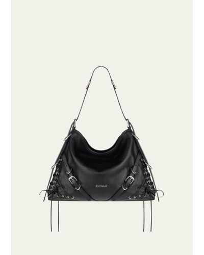 Givenchy Medium Voyou Shoulder Bag In Leather With Corset Straps - Black