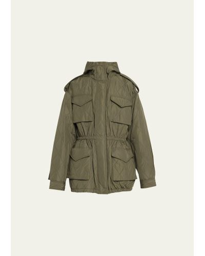 Norma Kamali Quilted Hooded Cargo Jacket - Green