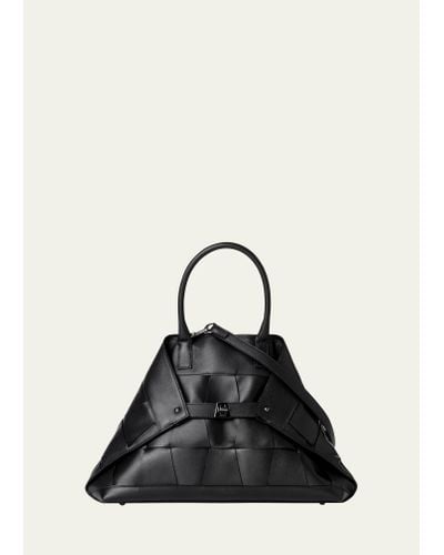 Akris Ai Small Braided Leather Convertible Shoulder Bag - Black
