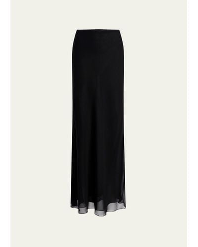 Khaite Mauva Silk Chiffon Long Skirt - Black