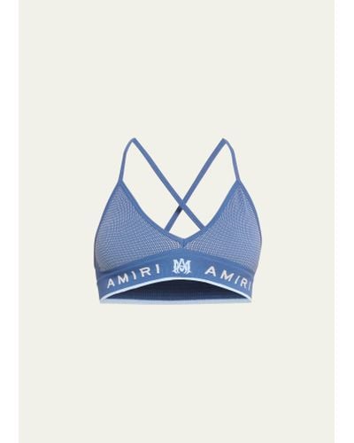 Amiri Seamless Logo-band Crisscross Sports Bra - Blue