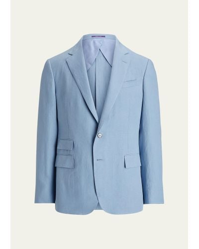 Ralph Lauren Kent Hand-tailored Silk And Fine Linen Jacket - Blue